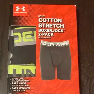 Under Armour Boys' Cotton Stretch Boxerjock 2-Pack - Black and Neon Green